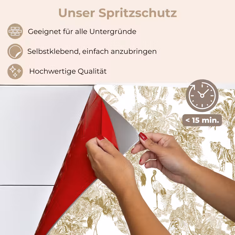 Spritzschutz Küche - Tiger - Dschungel - Vogel - Beige — 4