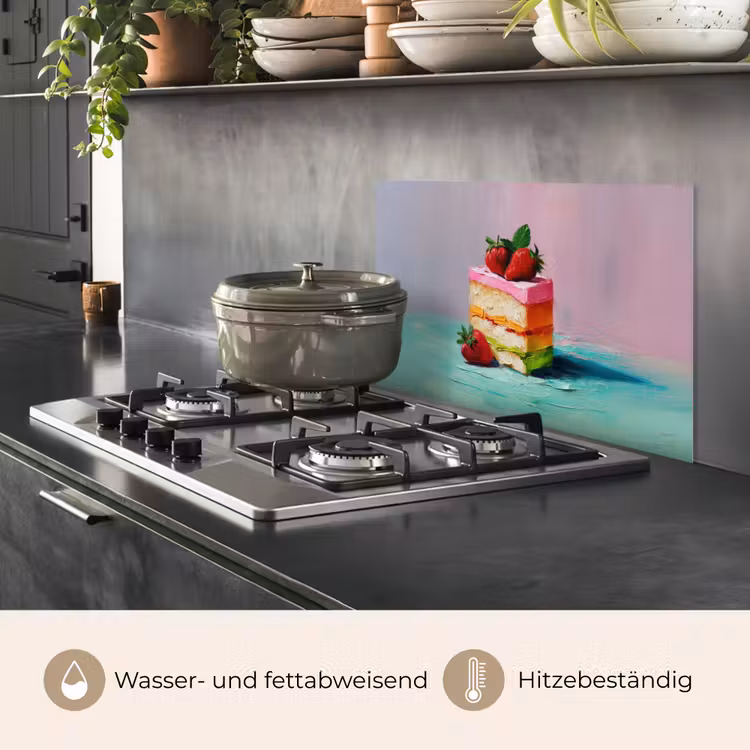 Spritzschutz Küche - Torte - Erdbeeren - Glasur - Farbenfroh — 2