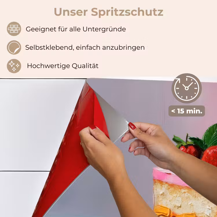 Spritzschutz Küche - Torte - Erdbeeren - Glasur - Farbenfroh — 4