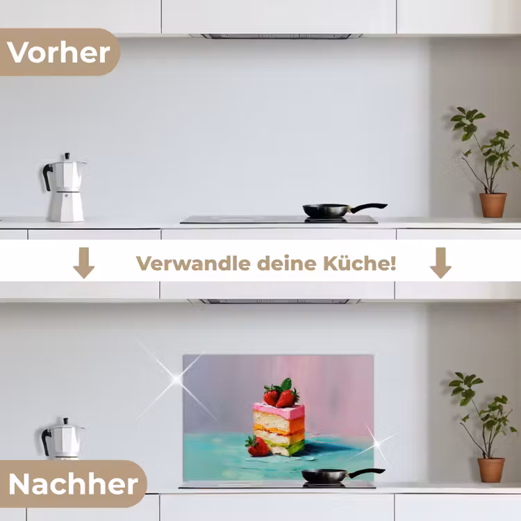 Spritzschutz Küche - Torte - Erdbeeren - Glasur - Farbenfroh — 7