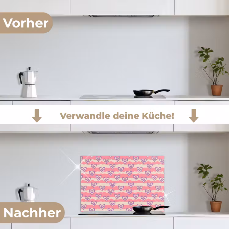 Spritzschutz Küche - Wellen - Muster - Herzen - Retro — 7