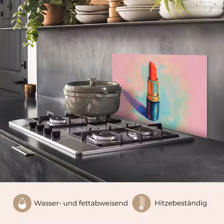 Spritzschutz Küche - Lippenstift - Rot - Pinselstriche — 2
