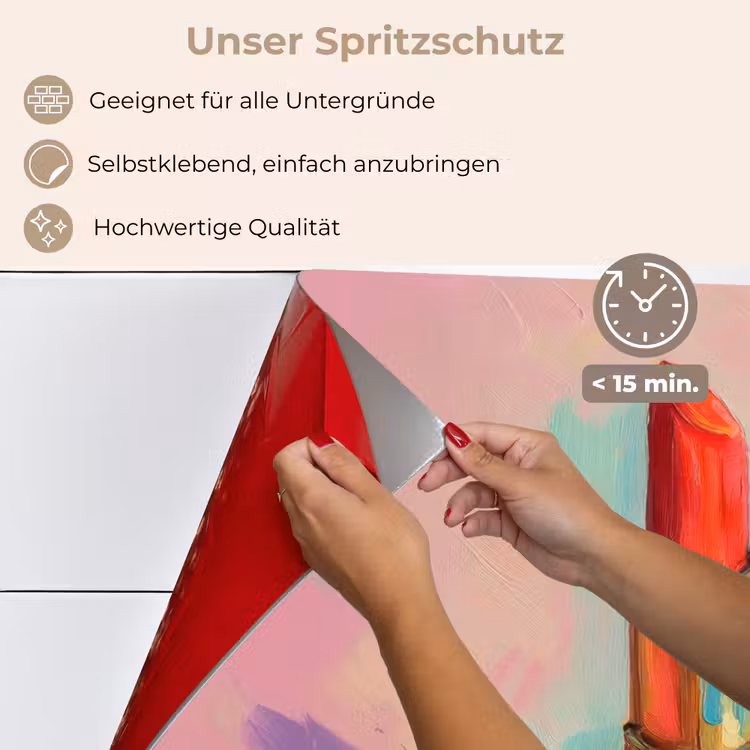 Spritzschutz Küche - Lippenstift - Rot - Pinselstriche — 4