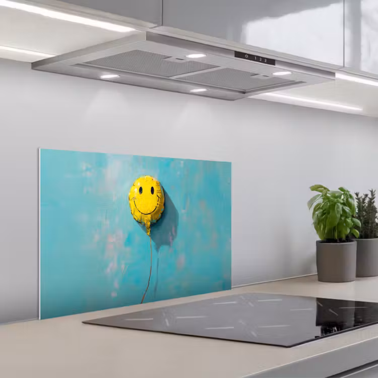 Spritzschutz Küche - Luftballon - Gelb - Smiley — 1