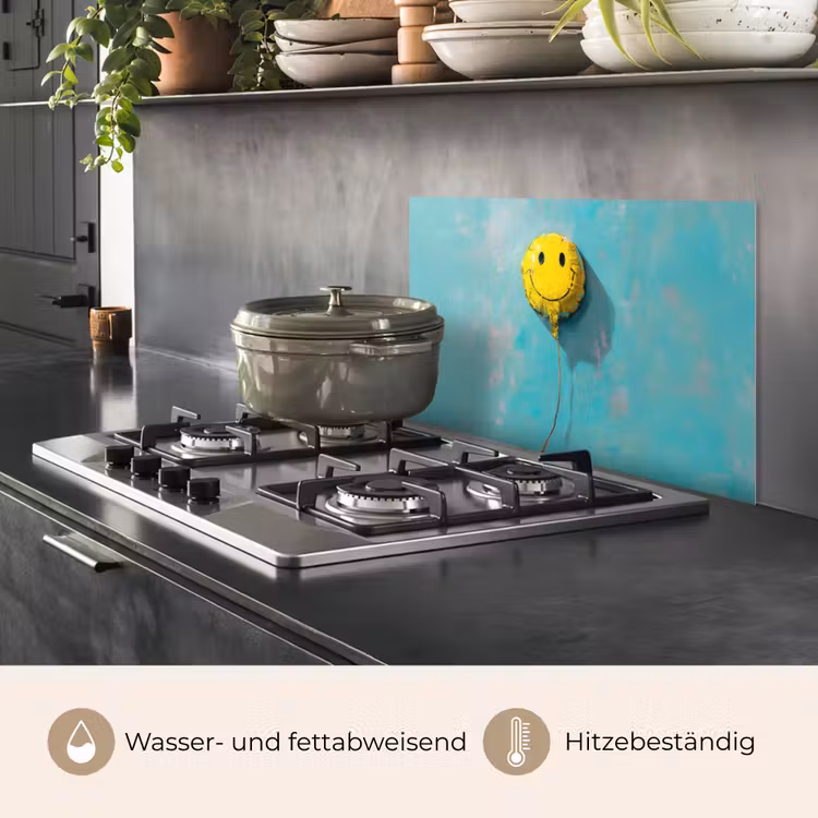 Spritzschutz Küche - Luftballon - Gelb - Smiley — 2