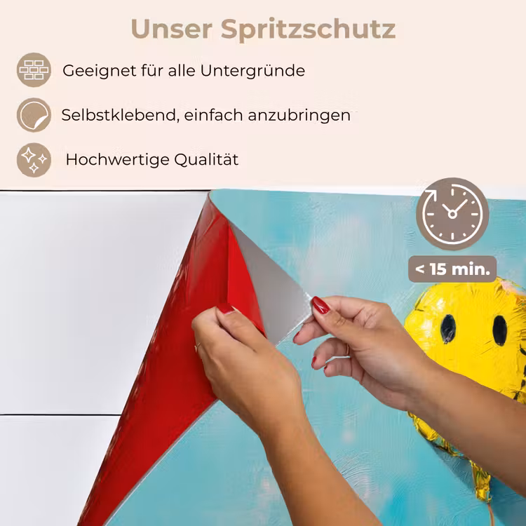 Spritzschutz Küche - Luftballon - Gelb - Smiley — 4