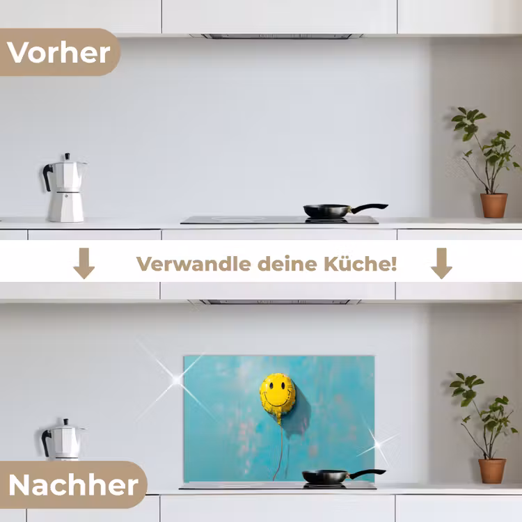 Spritzschutz Küche - Luftballon - Gelb - Smiley — 7