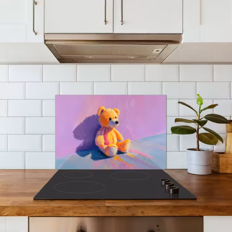 Spritzschutz Küche - Teddybär - Schatten - Pinselstriche - Lila — 3