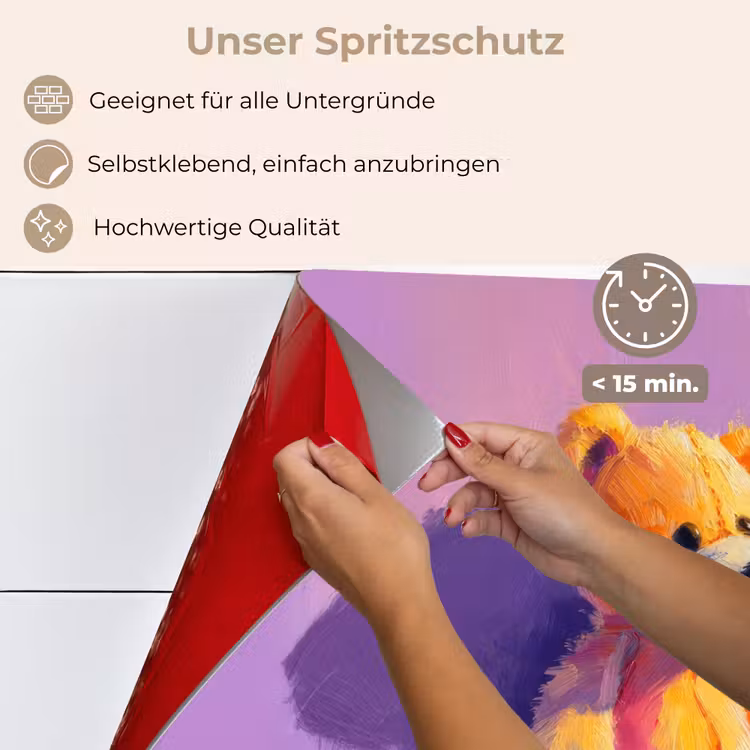 Spritzschutz Küche - Teddybär - Schatten - Pinselstriche - Lila — 4