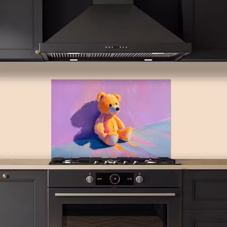 Spritzschutz Küche - Teddybär - Schatten - Pinselstriche - Lila — 5
