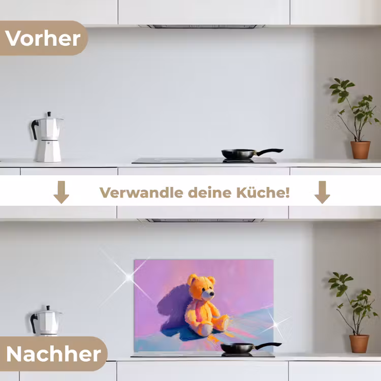 Spritzschutz Küche - Teddybär - Schatten - Pinselstriche - Lila — 7