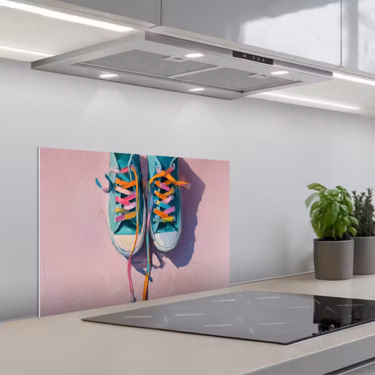 Spritzschutz Küche - Turnschuhe - Schnürsenkel - Bunt - Farbton — 1