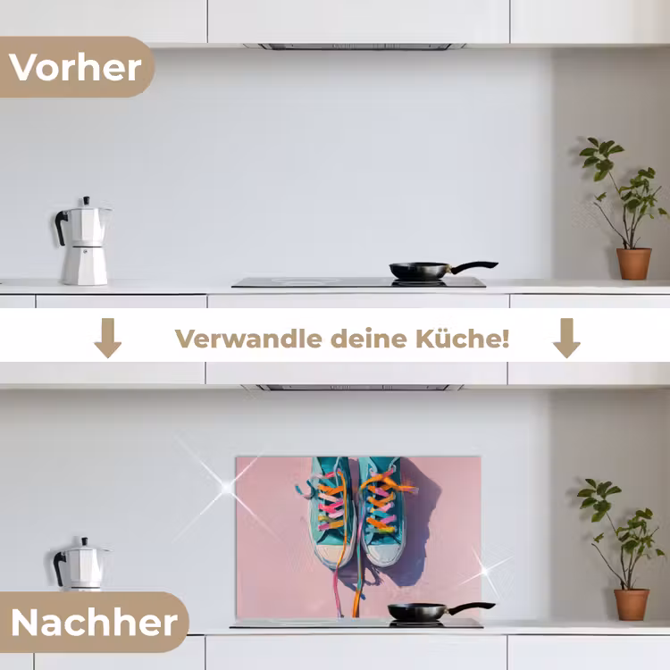 Spritzschutz Küche - Turnschuhe - Schnürsenkel - Bunt - Farbton — 7