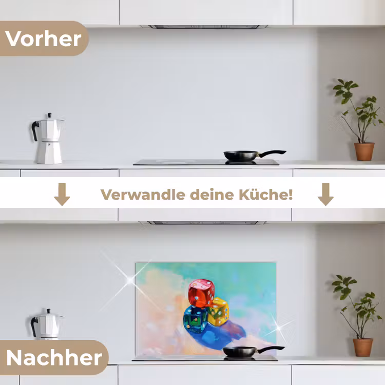 Spritzschutz Küche - Würfel - Bunt - Zahlen - Punkte — 7