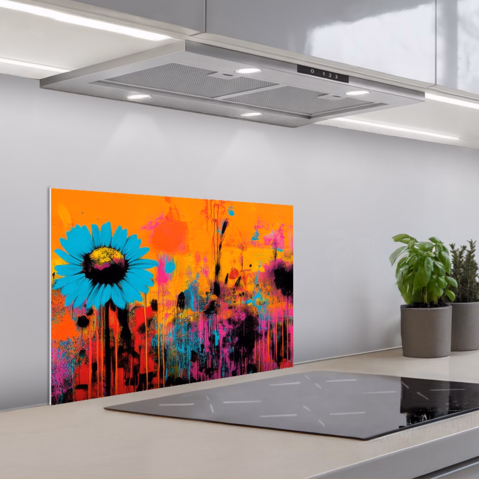 Spritzschutz Küche - Sonnenblumen - Abstrakt - Orange — 1