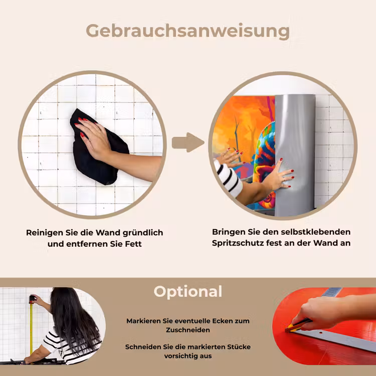 Spritzschutz Küche - Chamäleon - Zweig - Gestreift - Blätter — 6