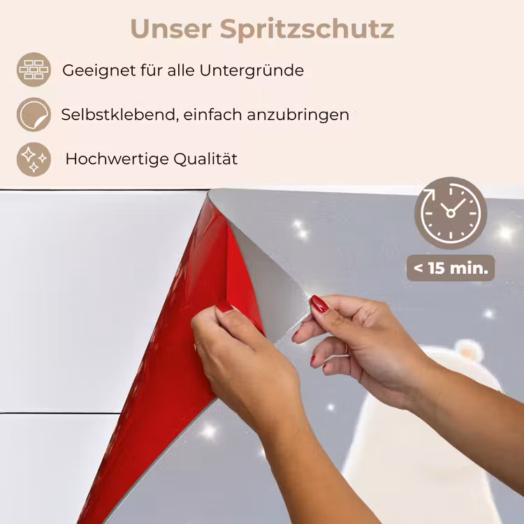 Spritzschutz Küche - Eisbär - Schnee - Sterne - Blau — 4