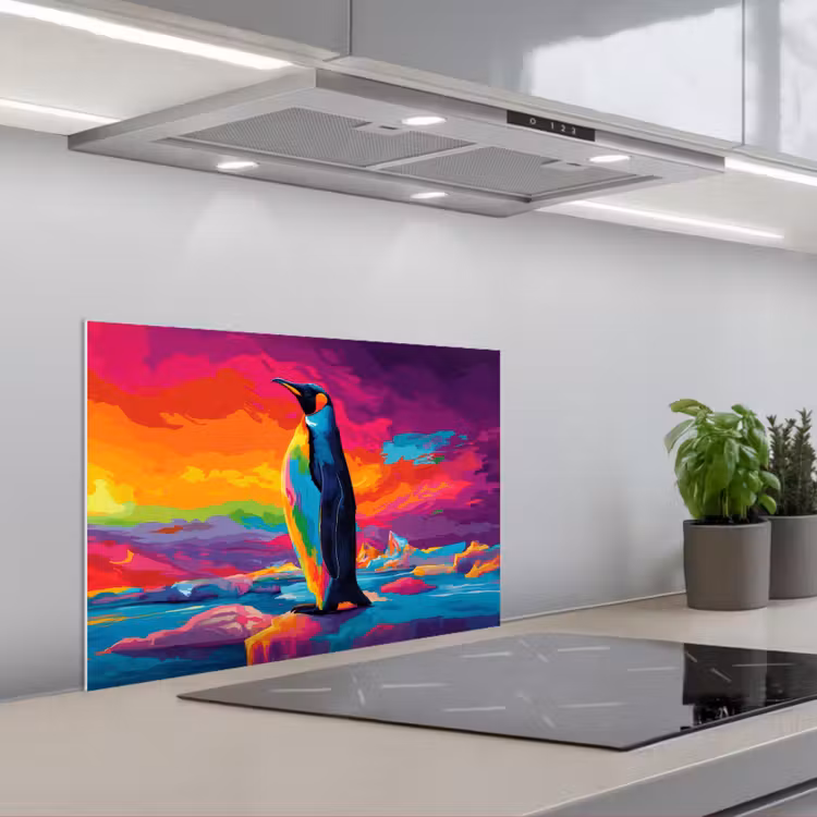 Spritzschutz Küche - Eisscholle - Pinguin - Abstrakt - Himmel — 1