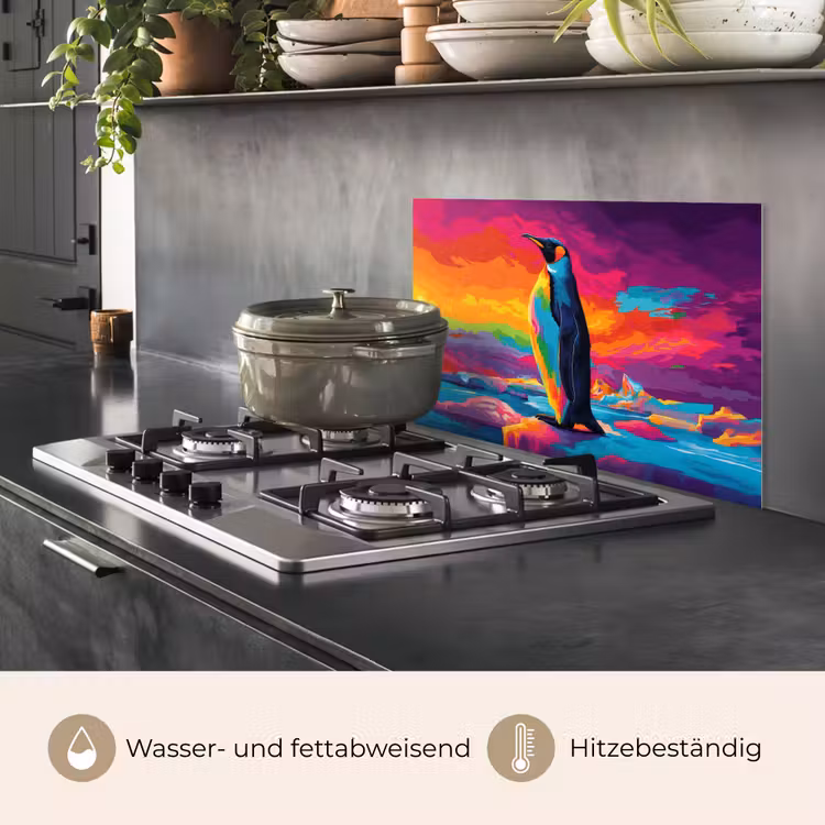 Spritzschutz Küche - Eisscholle - Pinguin - Abstrakt - Himmel — 2
