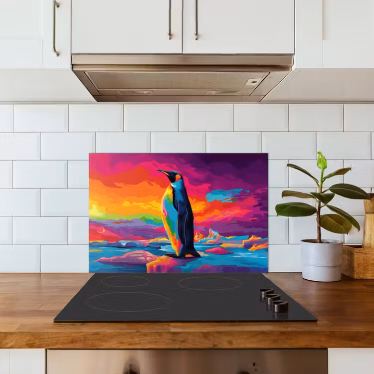 Spritzschutz Küche - Eisscholle - Pinguin - Abstrakt - Himmel — 3