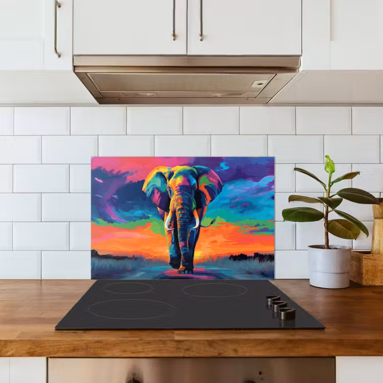 Spritzschutz Küche - Elefant - Bunt - Himmel - Abstrakt — 3