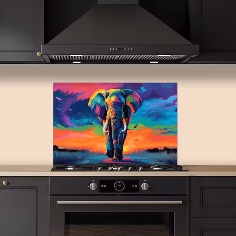 Spritzschutz Küche - Elefant - Bunt - Himmel - Abstrakt — 5