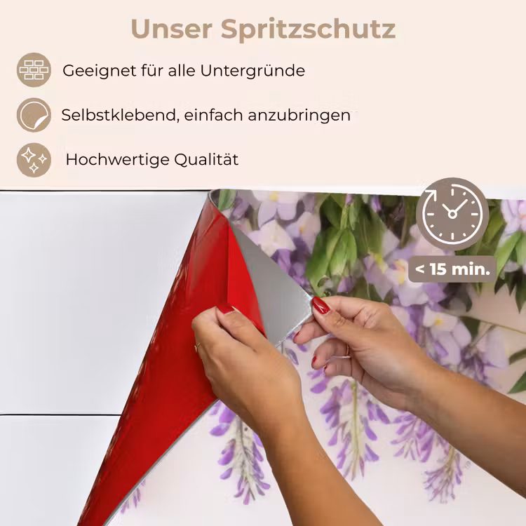 Spritzschutz Küche - Glyzinie - Blumen - Lila — 4