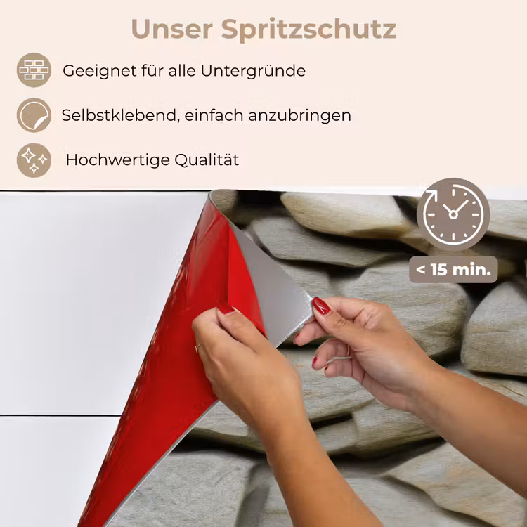 Spritzschutz Küche - Hortensien - Steine - Mauer - Blumen — 4
