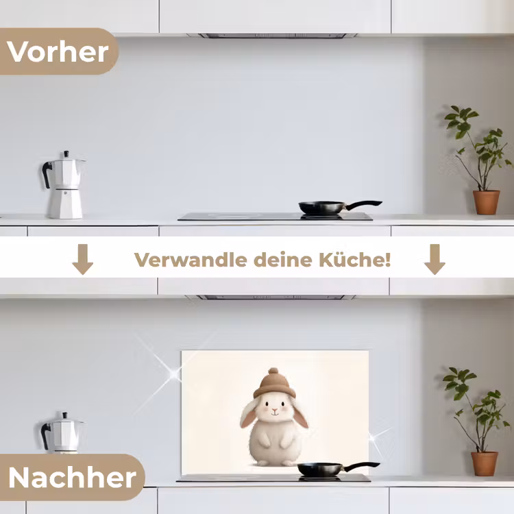 Spritzschutz Küche - Kaninchen - Hut - Ohren - Beige — 7