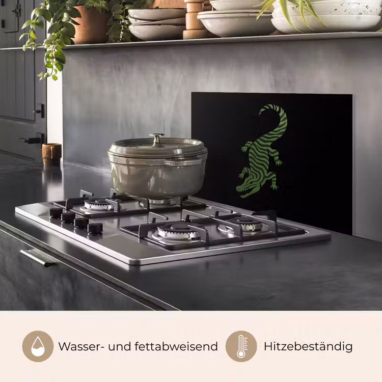 Spritzschutz Küche - Krokodil - Grün - Tigerartig - Streifen — 2