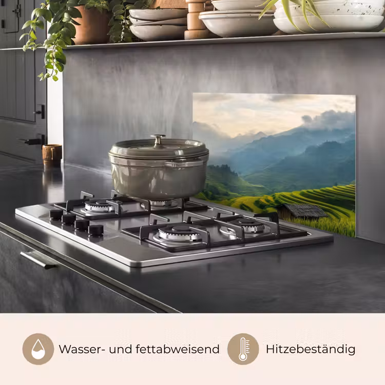 Spritzschutz Küche - Reisfelder - Berge - Grün - Natur — 2