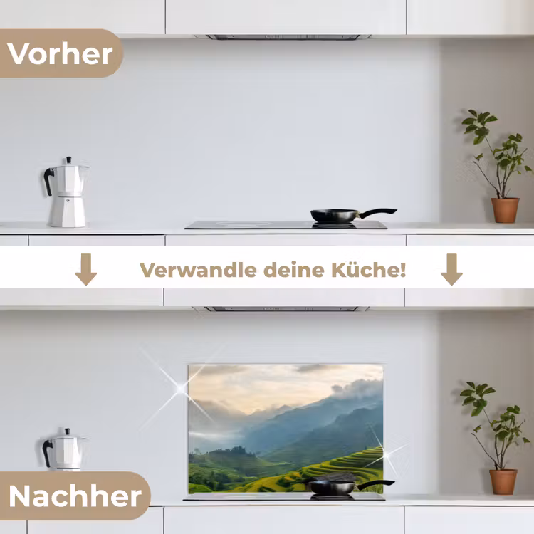 Spritzschutz Küche - Reisfelder - Berge - Grün - Natur — 7