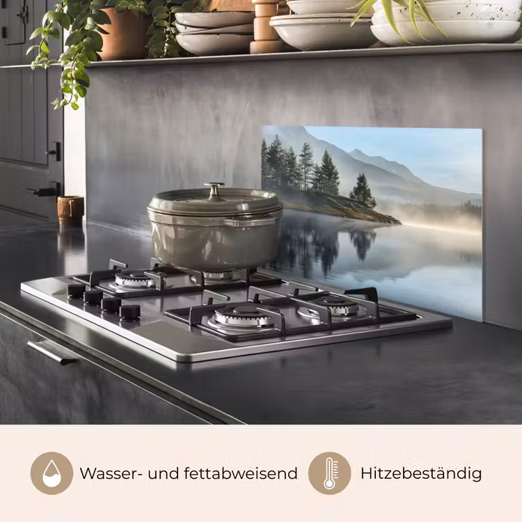 Spritzschutz Küche - See - Nebel - Berge - Landschaft — 2