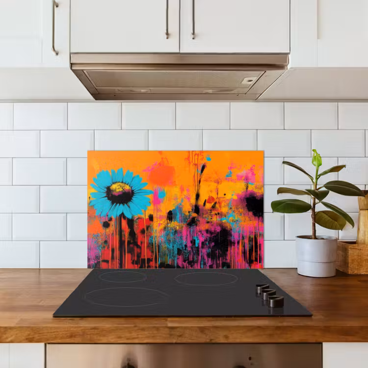 Spritzschutz Küche - Sonnenblumen - Abstrakt - Orange — 3
