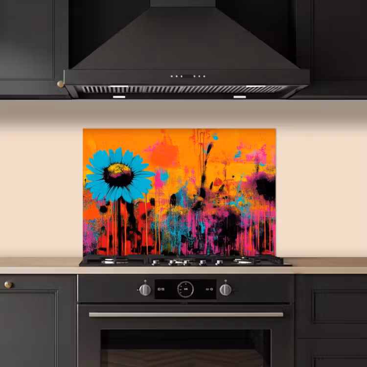 Spritzschutz Küche - Sonnenblumen - Abstrakt - Orange — 5