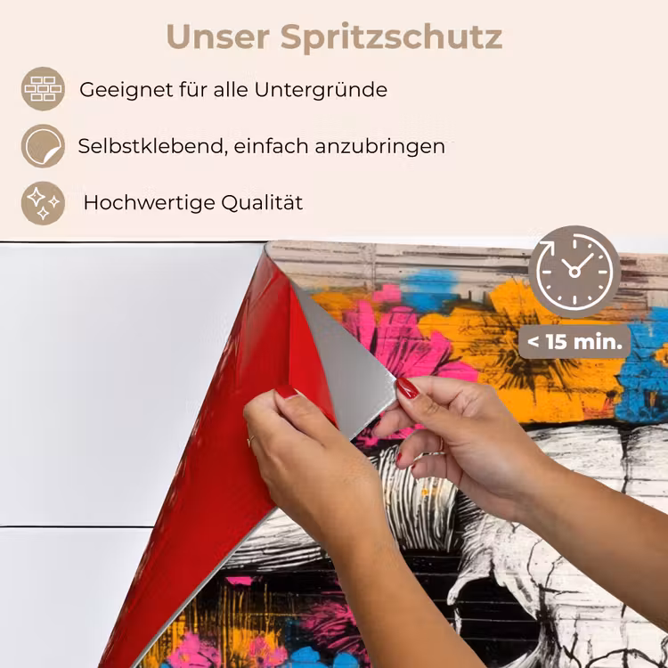 Spritzschutz Küche - Totenkopf - Blumen - Graffiti — 4