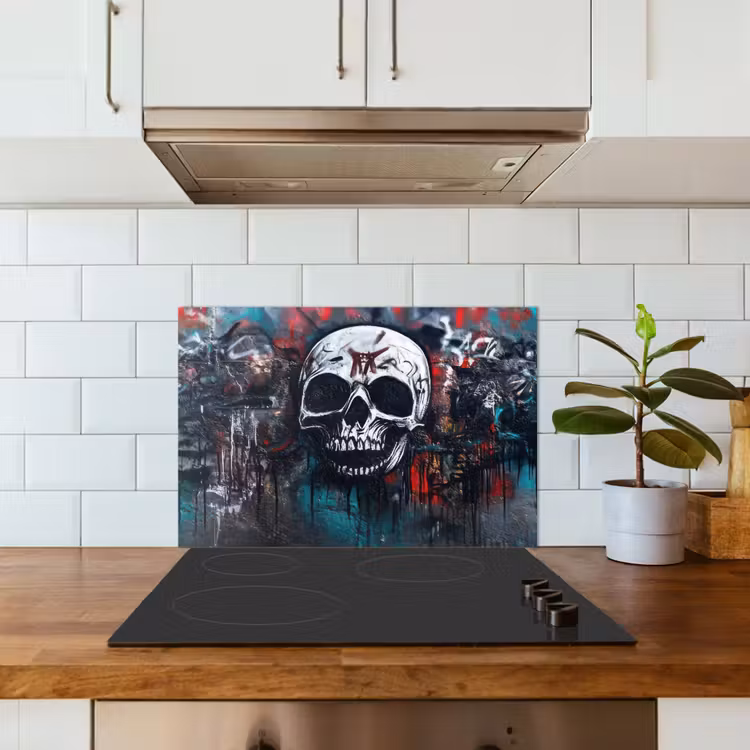 Spritzschutz Küche - Totenköpfe - Graffiti - Abstrakt — 3