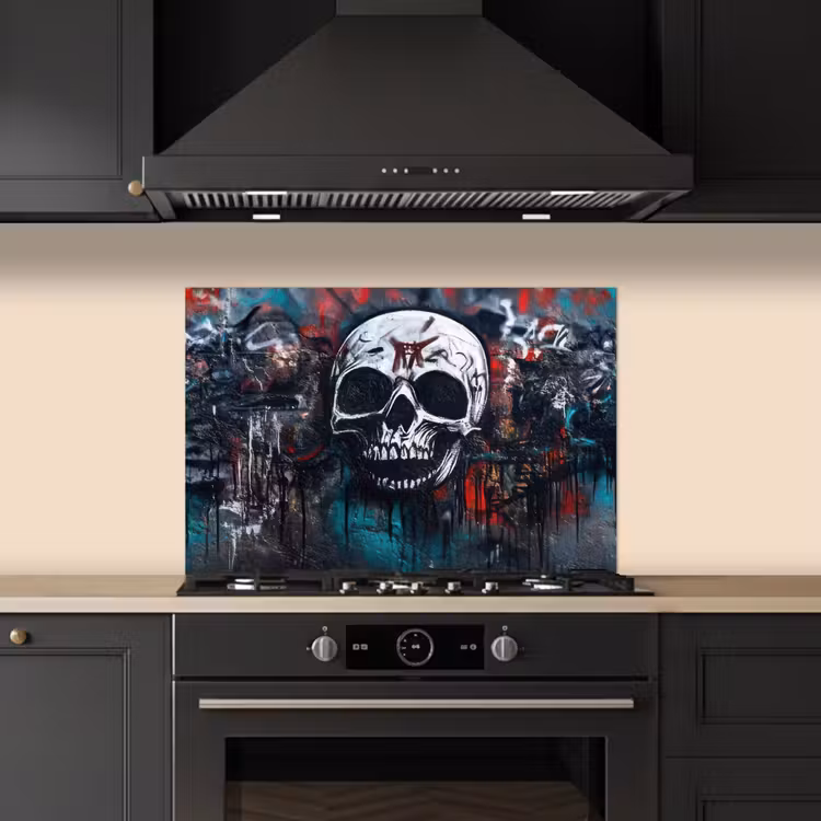 Spritzschutz Küche - Totenköpfe - Graffiti - Abstrakt — 5