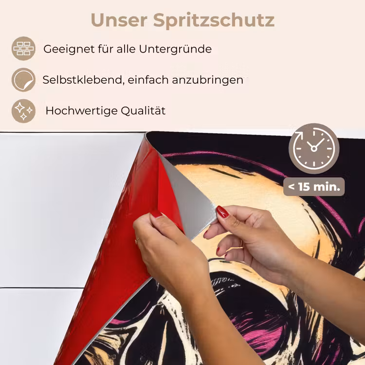 Spritzschutz Küche - Totenköpfe - Graffiti - Neon — 4