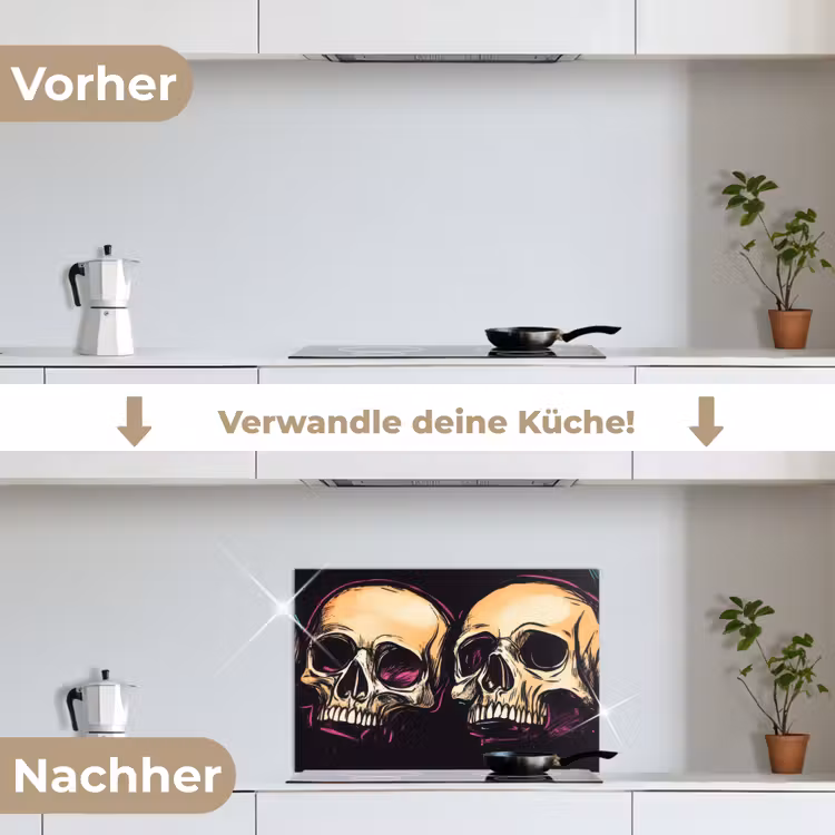 Spritzschutz Küche - Totenköpfe - Graffiti - Neon — 7