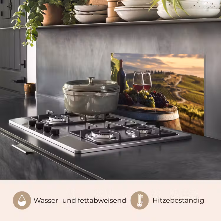 Spritzschutz Küche - Wein - Trauben - Hügel - Landschaft — 2