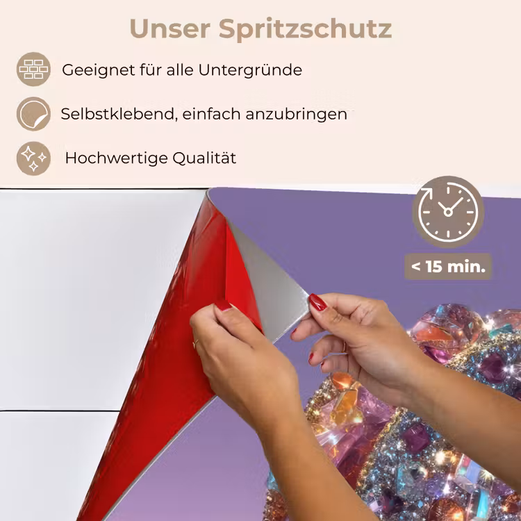Spritzschutz Küche - Edelsteine - Glitzer - Lila - Farbenfroh — 4