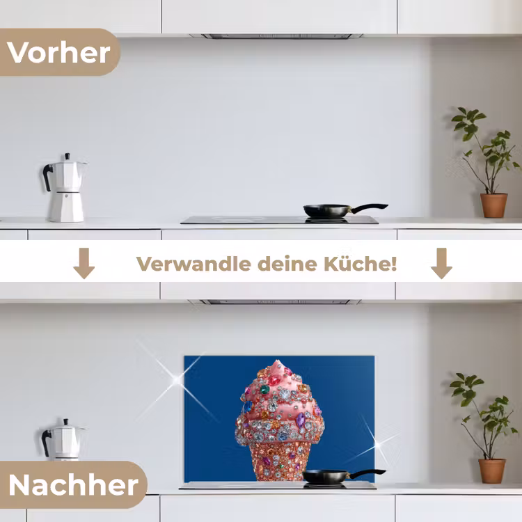Spritzschutz Küche - Eistüte - Strasssteine - Blau — 7