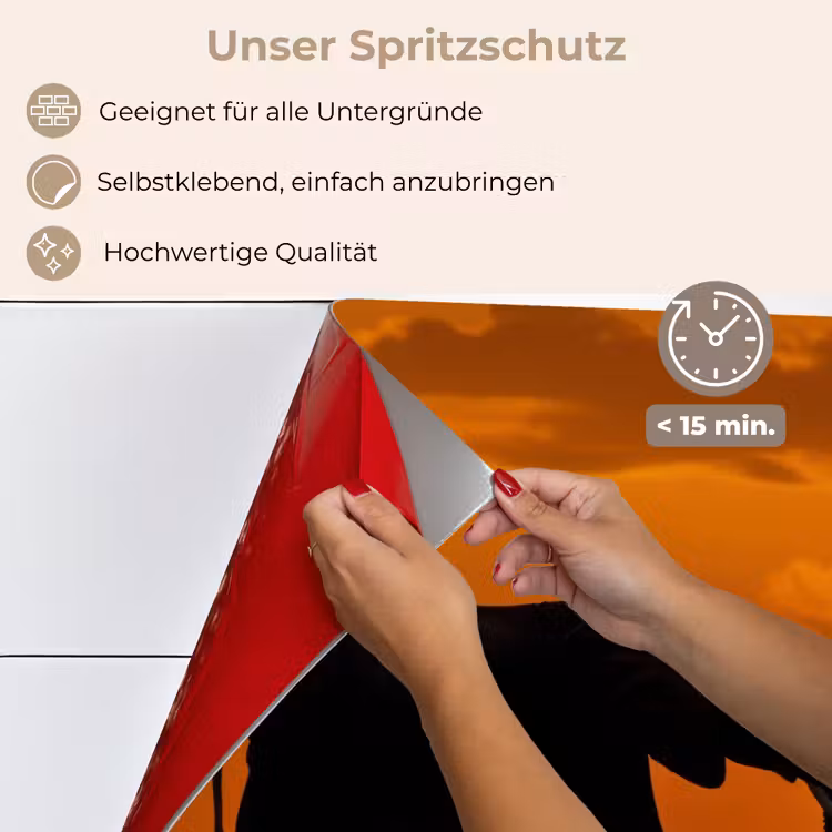 Spritzschutz Küche - Elefanten - Savanne - Sonnenuntergang — 4