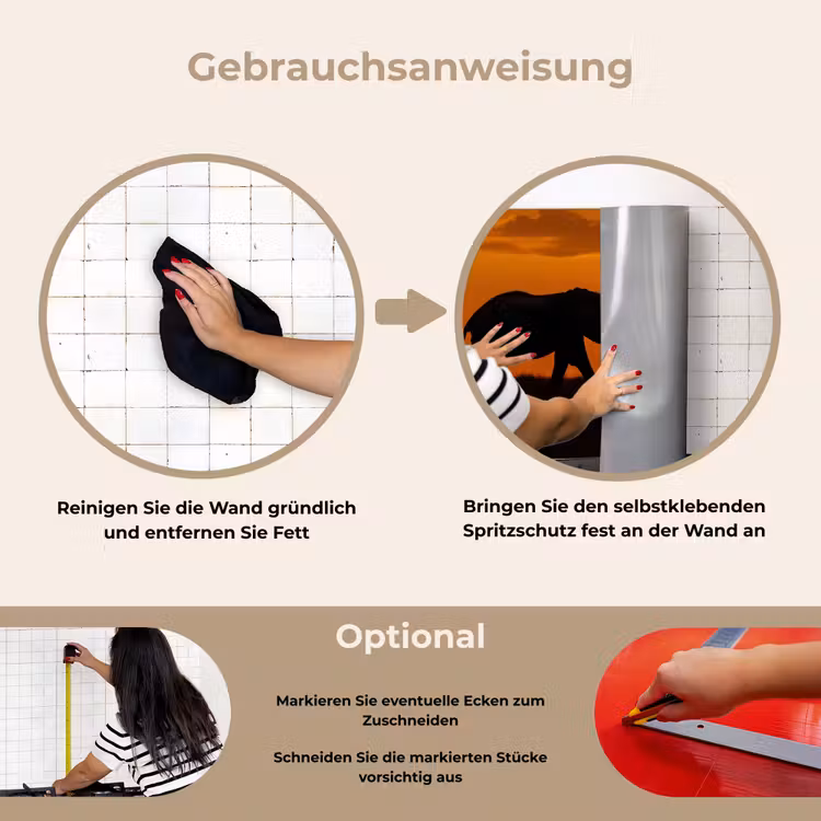 Spritzschutz Küche - Elefanten - Savanne - Sonnenuntergang — 6