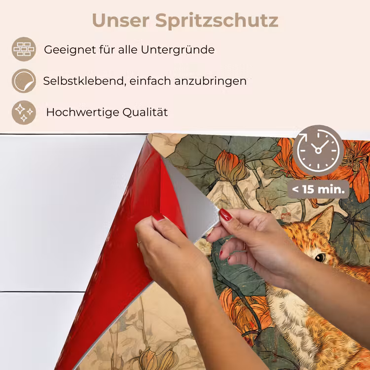 Spritzschutz Küche - Katze - Ornamental - Blumen — 4