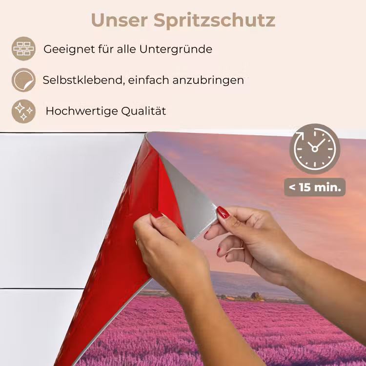 Spritzschutz Küche - Lavendelfeld - Sonnenuntergang - Lila - Blumen — 4