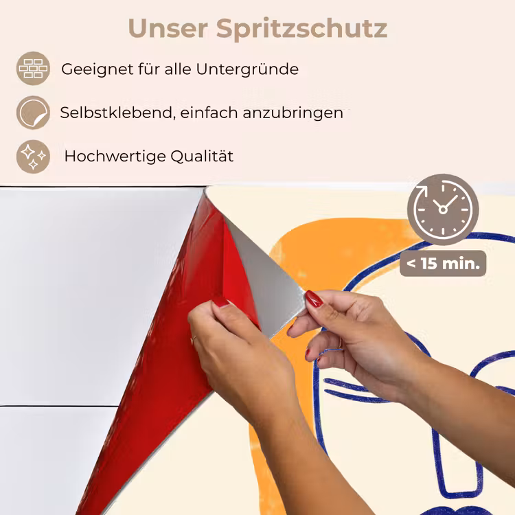 Spritzschutz Küche - Minimalistisch - Gesicht - Hand - Orange - Blau — 4