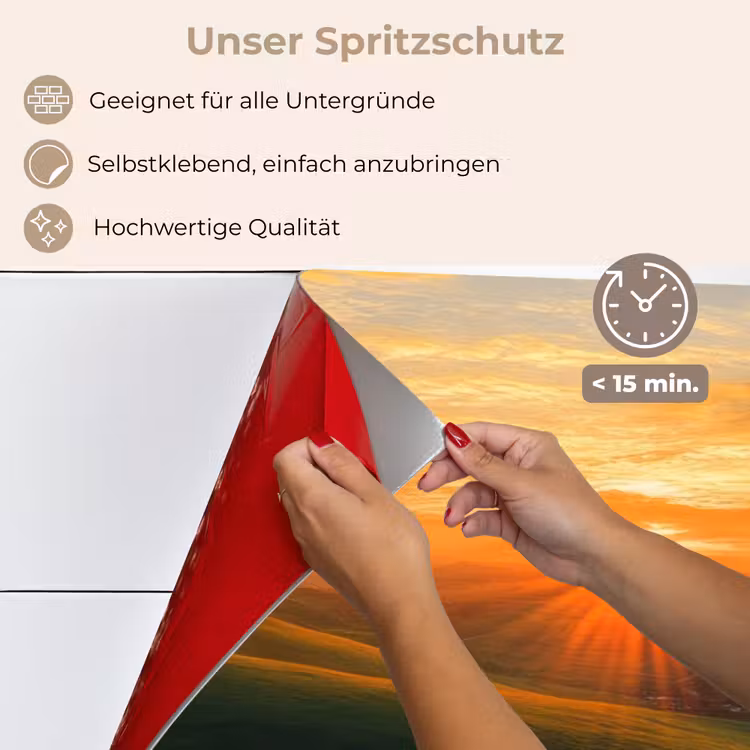 Spritzschutz Küche - Mohnblumen - Blumen - Hügel - Sonnenuntergang — 4