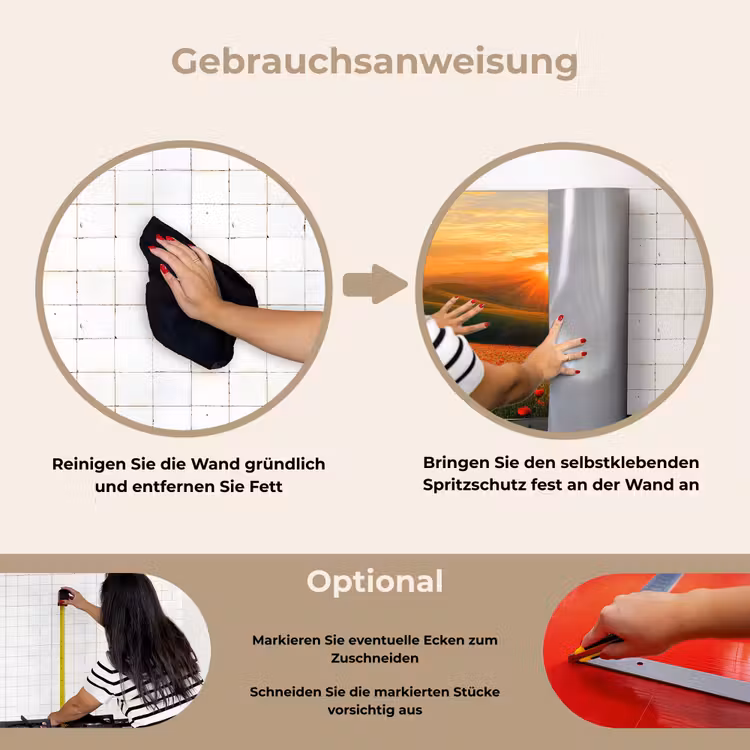 Spritzschutz Küche - Mohnblumen - Blumen - Hügel - Sonnenuntergang — 6